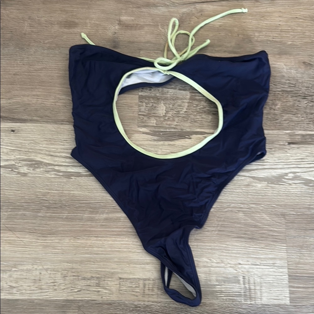 Boutine LA Blue One-Piece Swimsuit with Halter Detail